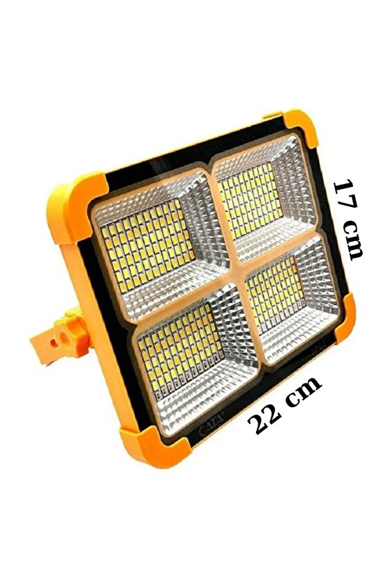Güneş Enerjili Solar Led Projektör Taşınabilir Sarı Beyaz Ve Çakar Işık Lamba