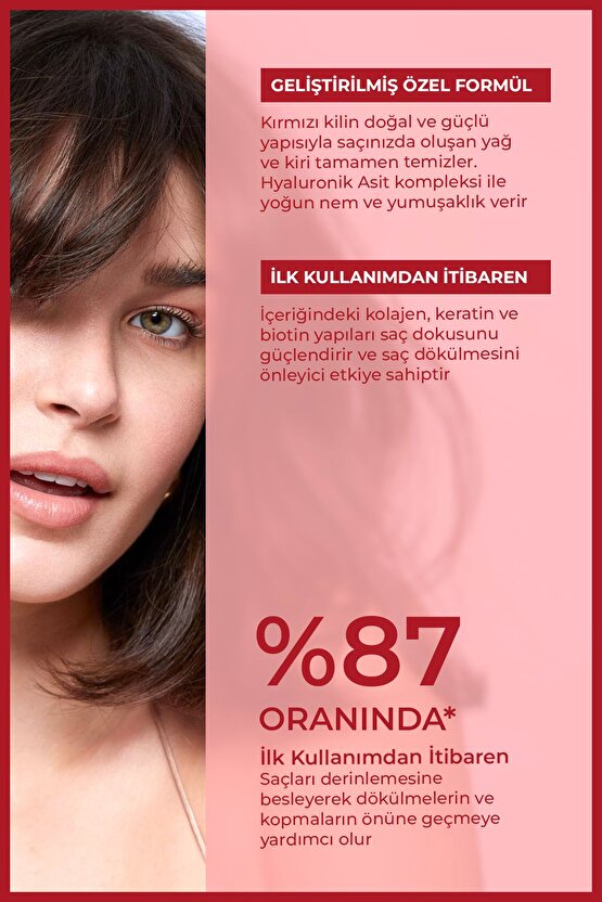 Kırmızı kil saç maskesi, detoks etkili, nemlendirici ve hacim kazandırıcı etki 250 ml