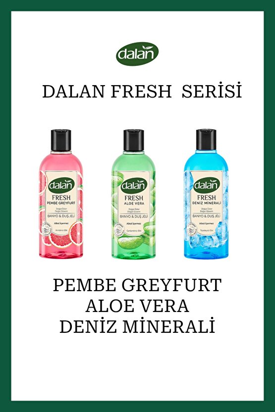 Fresh Serisi Duş Jeli 500ML X 3 (Pembe Greyfurt-Aloe Vera-Deniz Minerali)