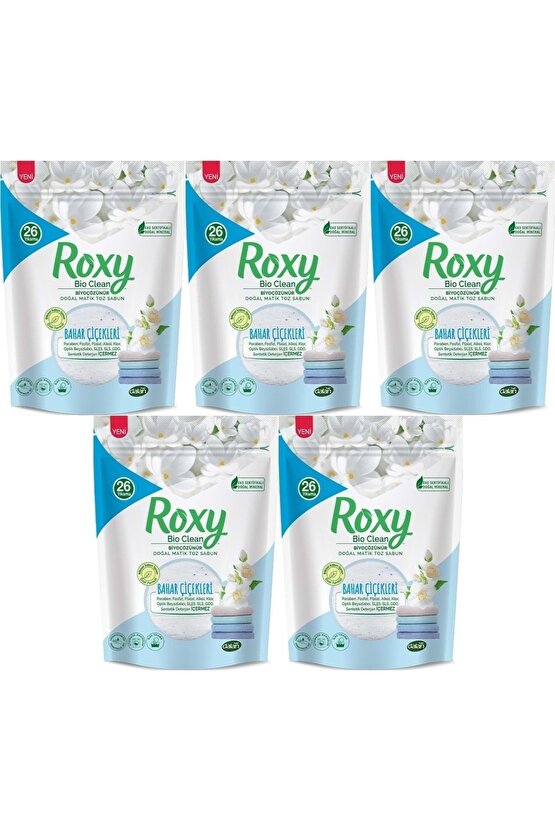 Roxy Bio Clean Matik Sabun Tozu 800gr Bahar Çiçekleri (5 Lİ SET) (130 YIKAMA)