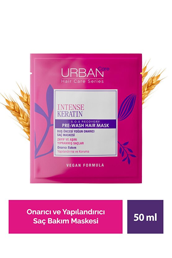 Intense & Keratin Aşırı Yıpranmış ve Cansız Saçlara Özel Duş Öncesi Saç Bakım Maskesi 2x50ml-vegan
