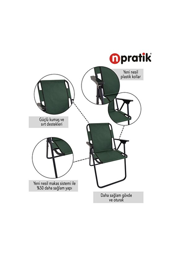 Katlanır Kamp Piknik Plaj Sandalyesi Yeşil