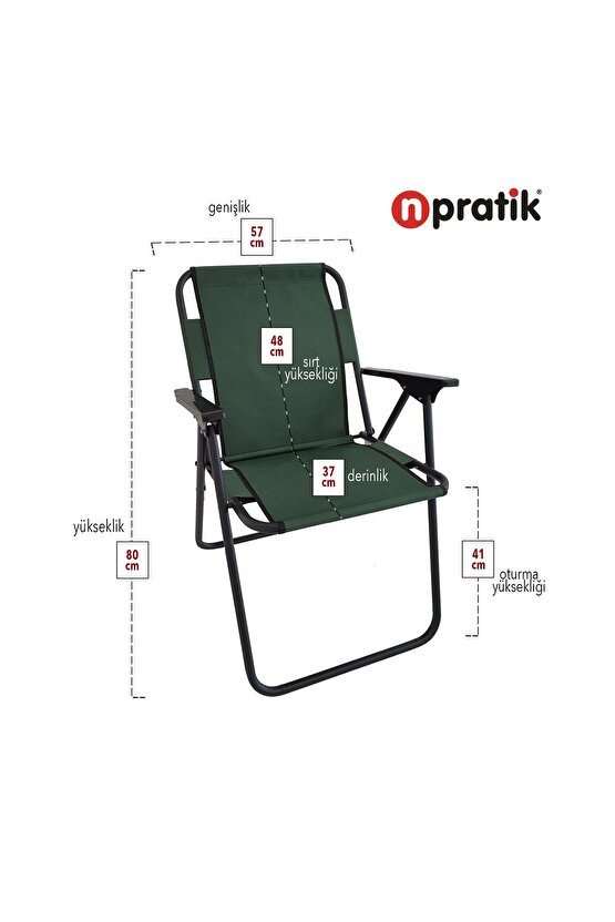 Katlanır Kamp Piknik Plaj Sandalyesi Yeşil