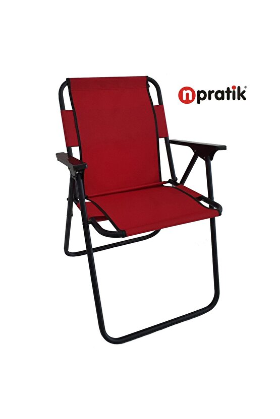 Katlanır Kamp Piknik Plaj Sandalyesi Kırmızı
