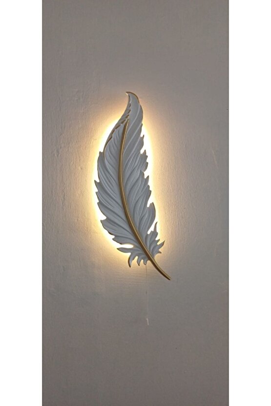 Tüy Aplik Led’li Pilli, Dekoratif Amaçlı Aydınlatma Süsü , 60 cm x 18 cm