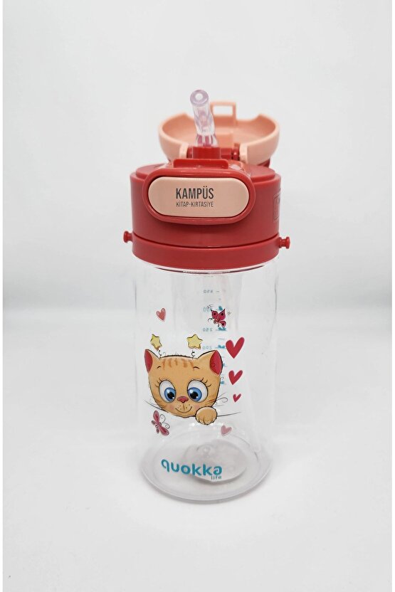 Quokka 450ml Kırmızı Pipetli Askılı Matara
