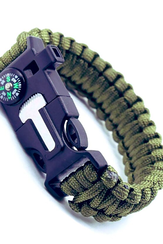Survıval Pusulalı Hayatta Kalma Bilekliği Kamp Bileklik Düdük Çok Amaçlı Outdoor Aksesuar Kit