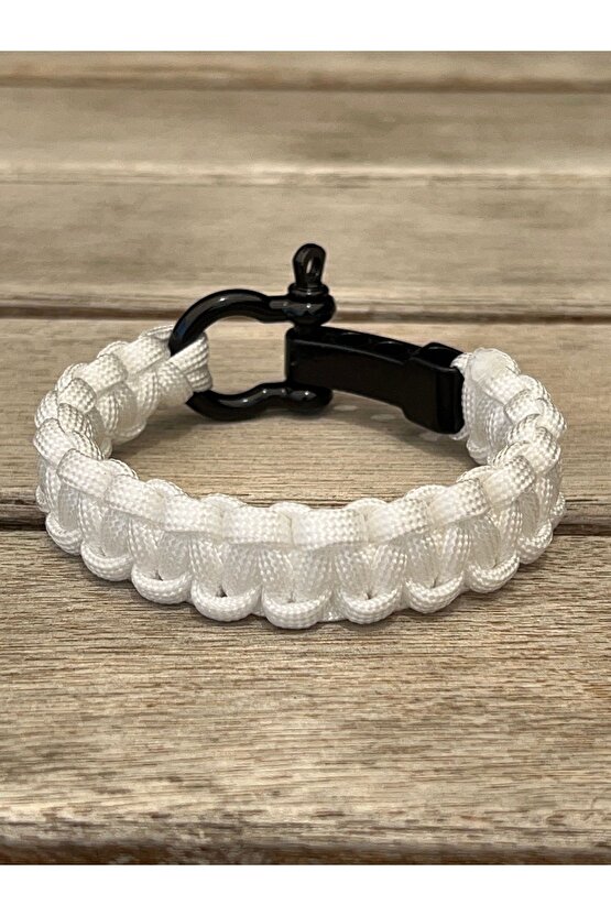 2 Metre - Beyaz  Makrome Örgü Paracord Bileklik