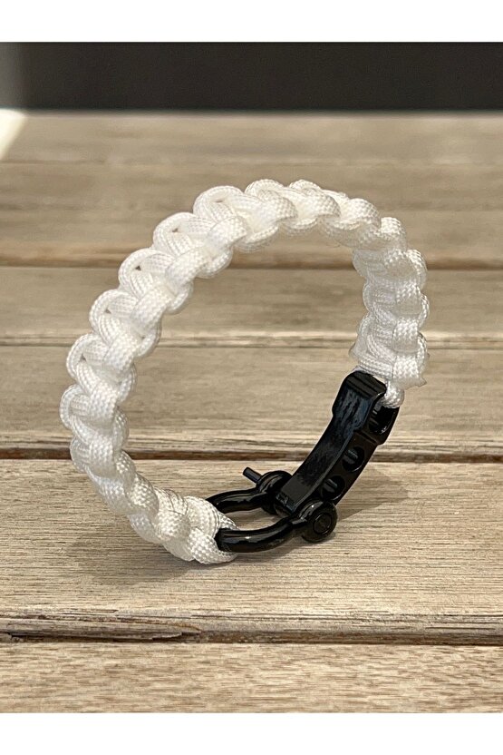 2 Metre - Beyaz  Makrome Örgü Paracord Bileklik