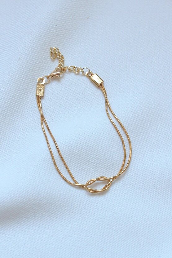 Gold Ve Silver Renk Unisex Çift Düğüm Bileklik