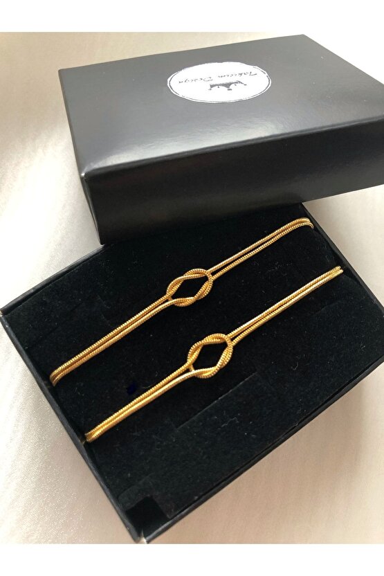 Düğüm Çift Bileklik Gold Renk