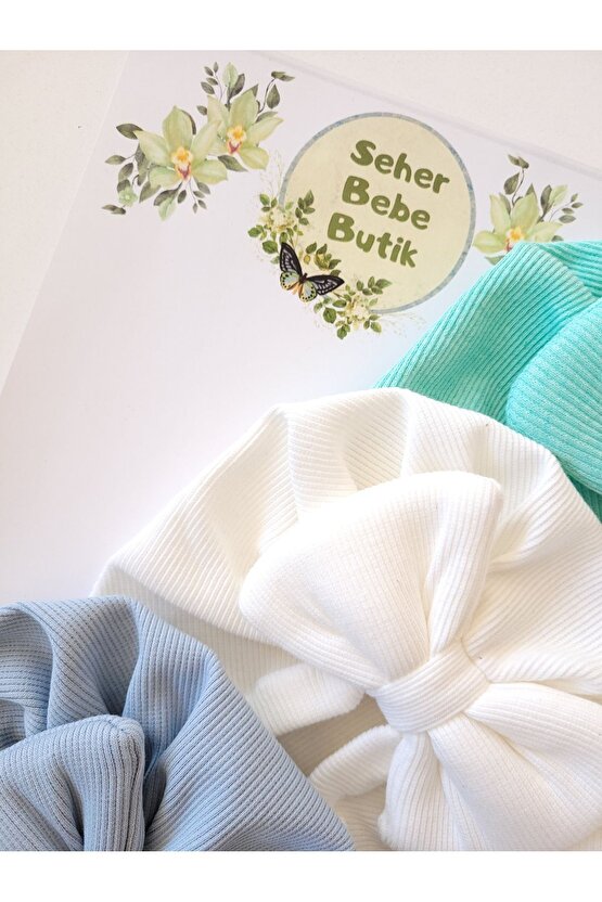 Kız Bebek & Çocuk Renkli Fiyonklu Bone 3Lü Set