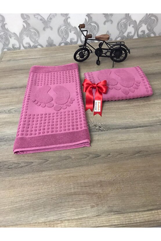Banyo Ayak Havlusu 2li(Koyu Pembe)