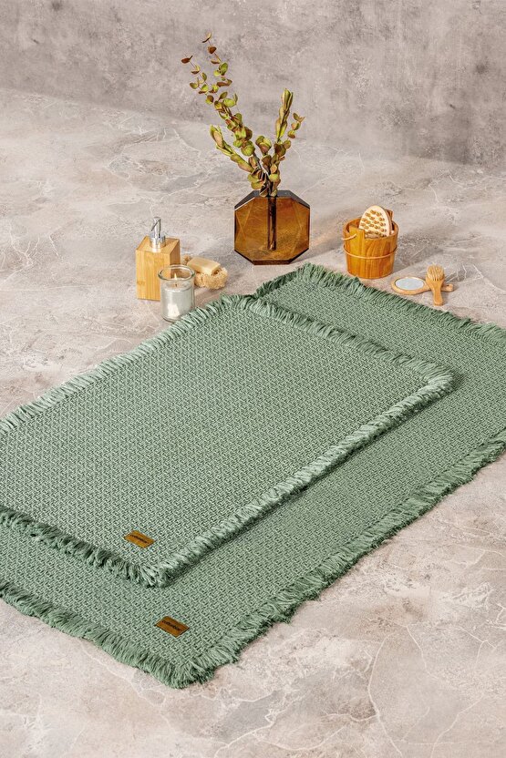5120-cb Paspas Setı Bath Rug Yesıl 75x125 60x90