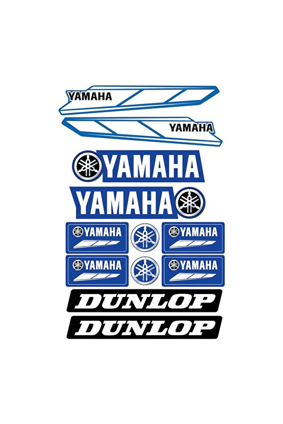 Yamaha Motosiklet Sticker Seti | 17 Parça | Su Geçirmez & Dayanıklı Etiketler | Dunlop Logolu