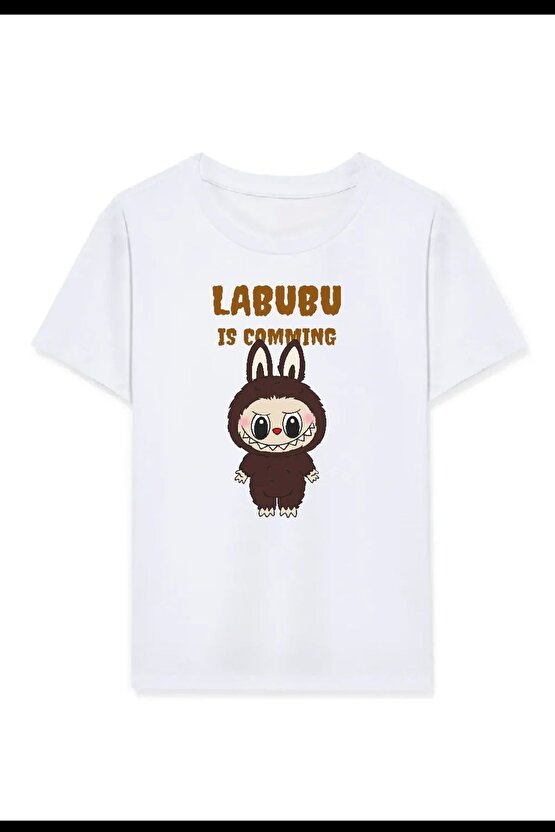 Kız Labubu Çocuk Baskılı T-shirt - Beyaz