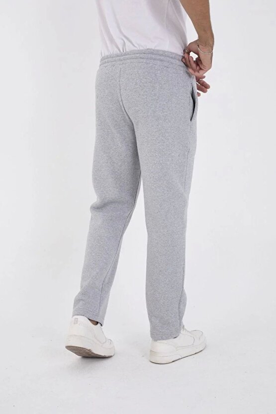 Unisex Üç İplik Basic Eşofman Özel Tasarım Pantolon - Gri