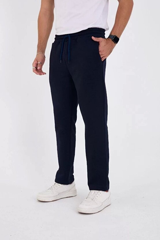 Unisex Üç İplik Basic Eşofman Özel Tasarım Pantolon - Lacivert