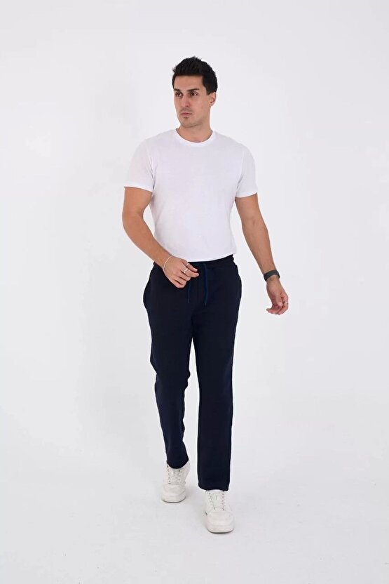 Unisex Üç İplik Basic Eşofman Özel Tasarım Pantolon - Lacivert