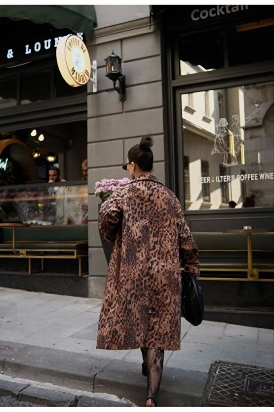 Leopar Desenli Trençkot Ceket Mont - Leopar