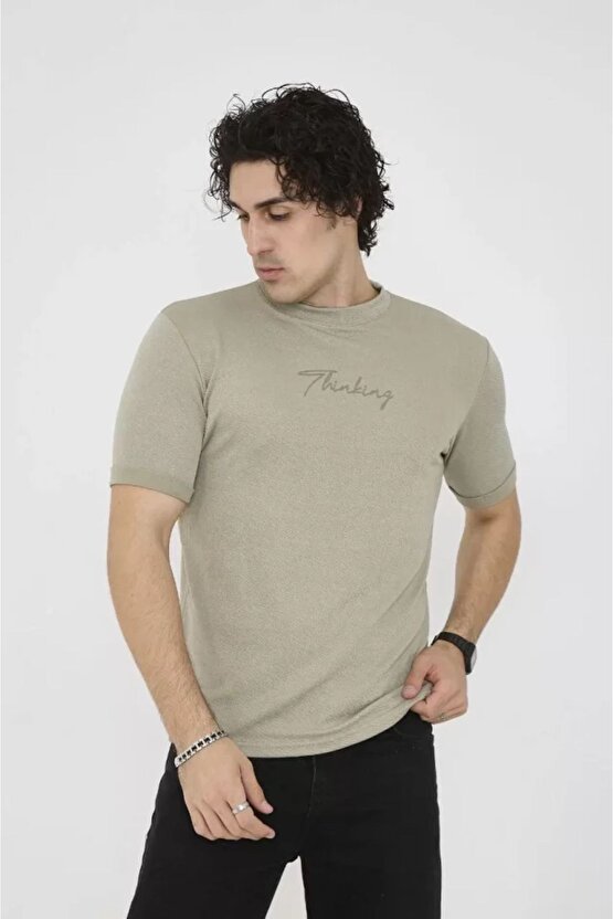 Moda Shop & Butik Unisex Bisiklet Yaka Slim Fit T-shirt- Açık Yeşil