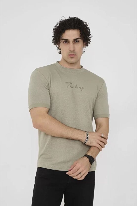 Moda Shop & Butik Unisex Bisiklet Yaka Slim Fit T-shirt- Açık Yeşil