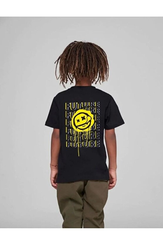 Çocuk Unisex Baskılı T-Shirt - Siyah