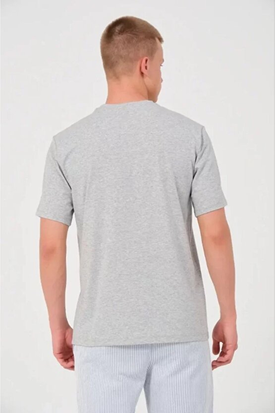 İPEKSİ Unisex Düz Biskilet Yaka Oversize T-shirt - Gri