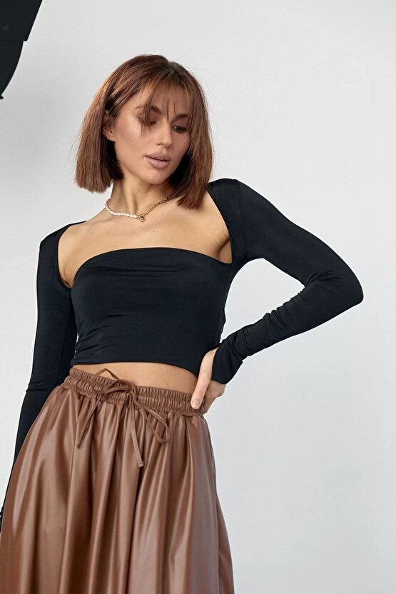 Moda Shop & Butik Sırt Dekolteli Çan Detaylı Mini Elbise - Siyah
