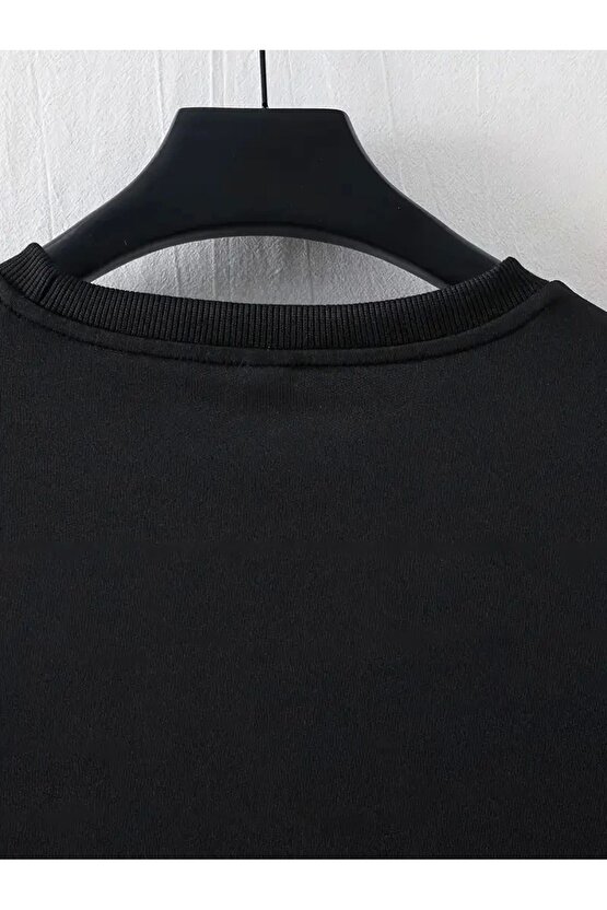 Lb Ön Arka Baskılı Oversize Bisiklet Yaka Yazlık T-shirt - Siyah