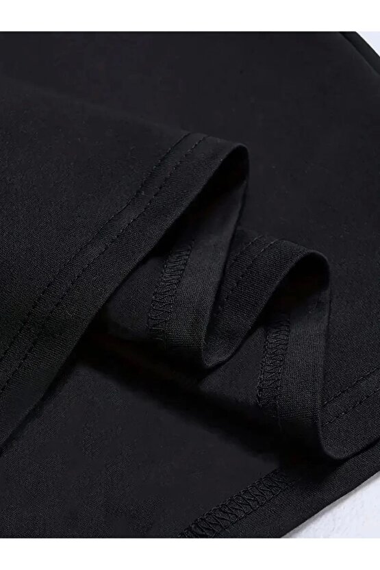 Lb Ön Arka Baskılı Oversize Bisiklet Yaka Yazlık T-shirt - Siyah