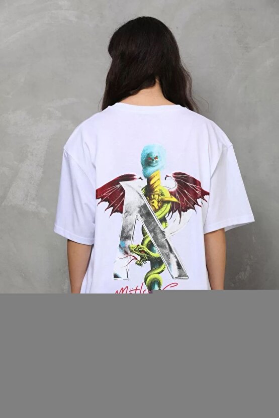 Unisex Kapşonlu Baskılı Sweetshirt - Beyaz