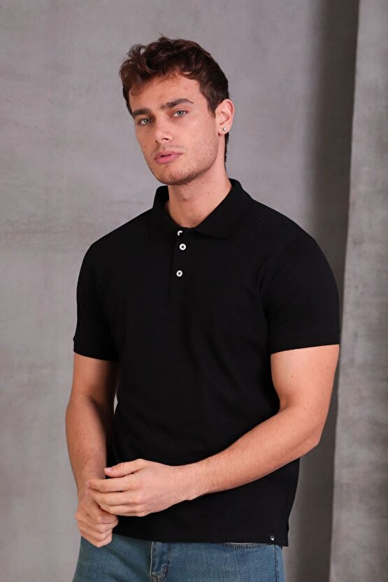 Erkek Slim Fit Pamuklu Yumuşak Doku Nefes Alan Kumaş Yakalı Tişört