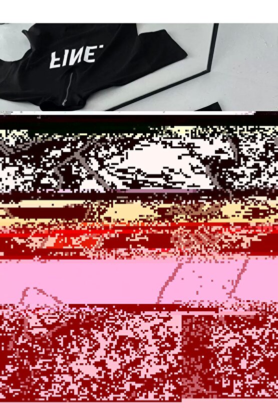 Unisex Baskılı Yarım Fermuarlı T-Shirt - Siyah