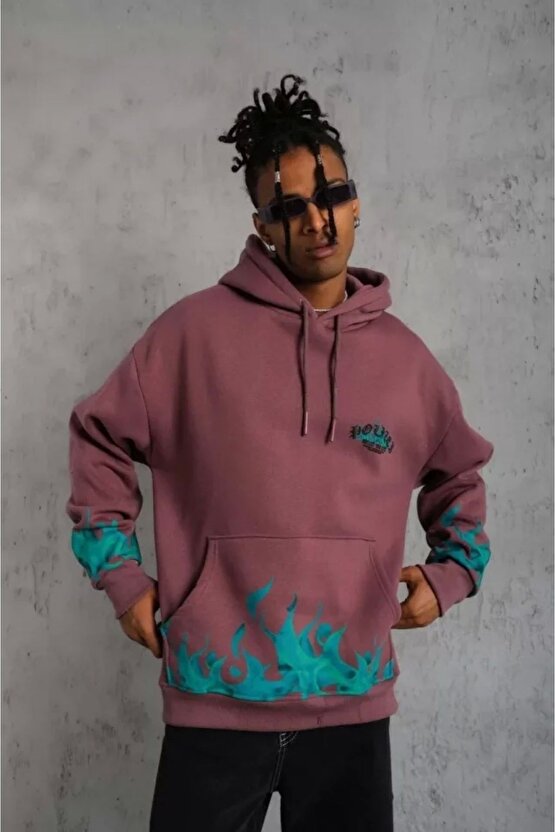 Erkek Güvercin Baskılı Sweatshirt - Siyah