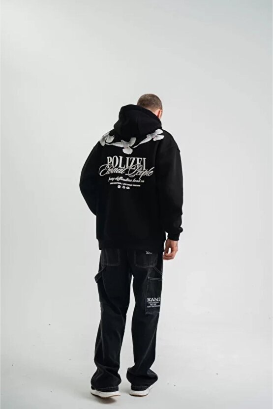 Gelirr Unisex Uzun Kol Bisiklet Yaka Yıkamalı Sweatshirt - Siyah