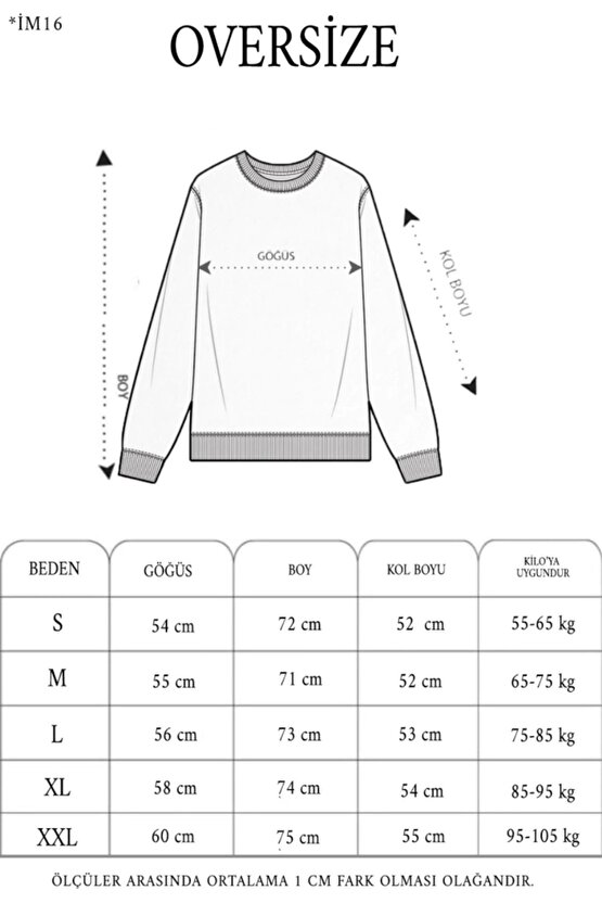 Unisex Bisiklet Yaka Ön Ve Arka Baskılı SweatShirt - Beyaz