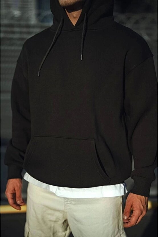 Kışlık Bisiklet Yaka Üç İplik Basic SweatShirt - Gri