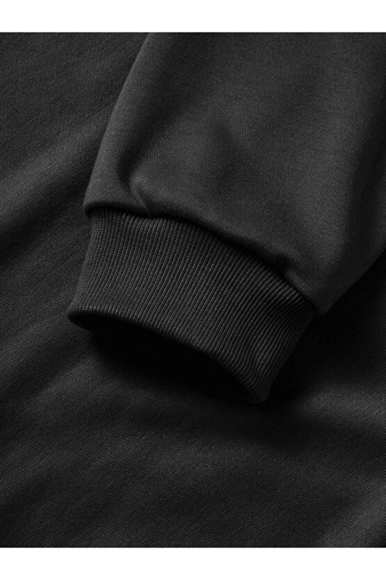 Ahes Shopping 10 Kasıma Özel Üç Iplik Kapşonlu Baskılı Sweatshirt - Siyah