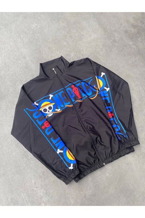 Mra Fashion Unisex Fermuarlı Dijital Baskılı Rüzgarlik - Siyah