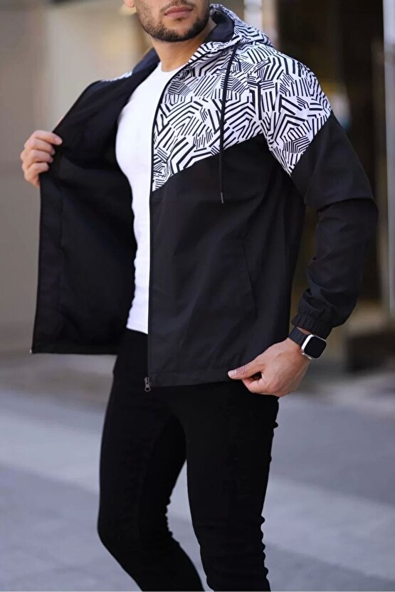 Unisex Kapüşonlu Içi Astarlı Yağmurluk - Siyah