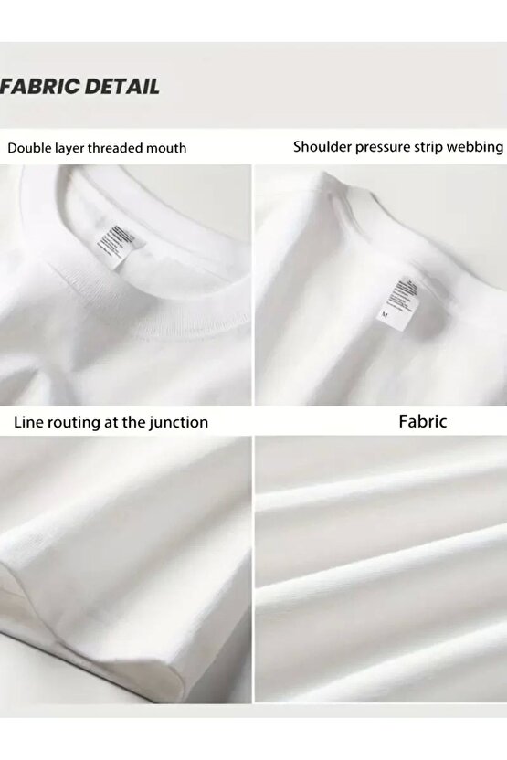 AICG Ön Arka Baskılı Bisiklet Yaka Kadın Oversize Bisiklet Yaka T-shirt - Beyaz