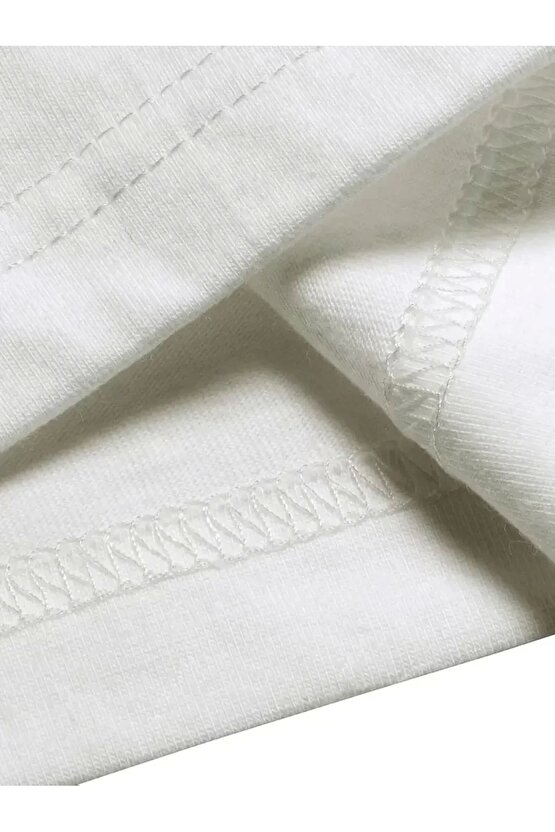 AICG Ön Arka Baskılı Bisiklet Yaka Kadın Oversize Bisiklet Yaka T-shirt - Beyaz