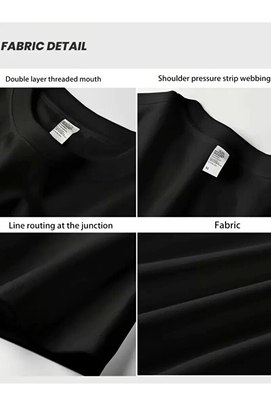 AICG Ön Arka Baskılı Bisiklet Yaka Kadın Oversize Bisiklet Yaka T-shirt - Siyah