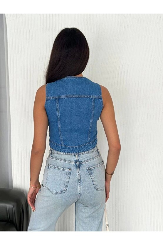 Kot Jeans Kadın Yelek - Mavi