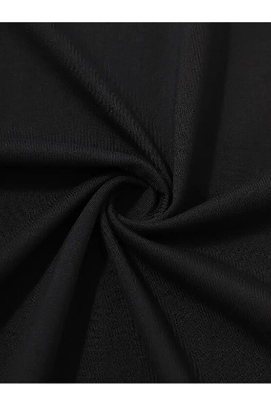 201 Penye Compack Sarj %1 Baskılı Oversize Bisiklet Yaka Kısa Kol Yazlık T-shirt - Siyah