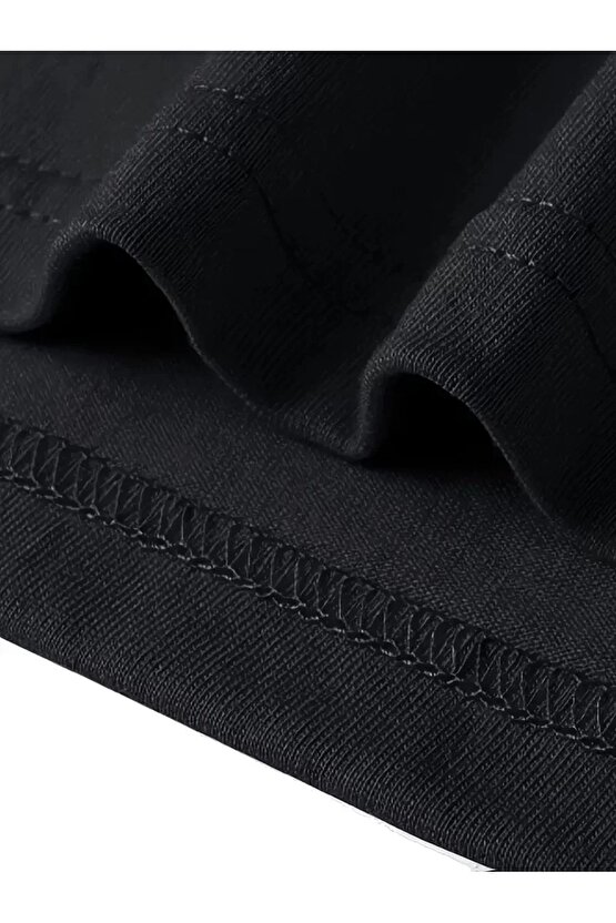 Pembe Panter Baskılı Erkek Oversize Günlük Kısa Kollu Tişört İlkbahar ve Yaz için Mükemmeldir - Siya