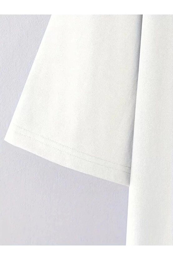 No Risk No Story Baskılı Oversize Bisiklet Yaka T-shirt - Beyaz