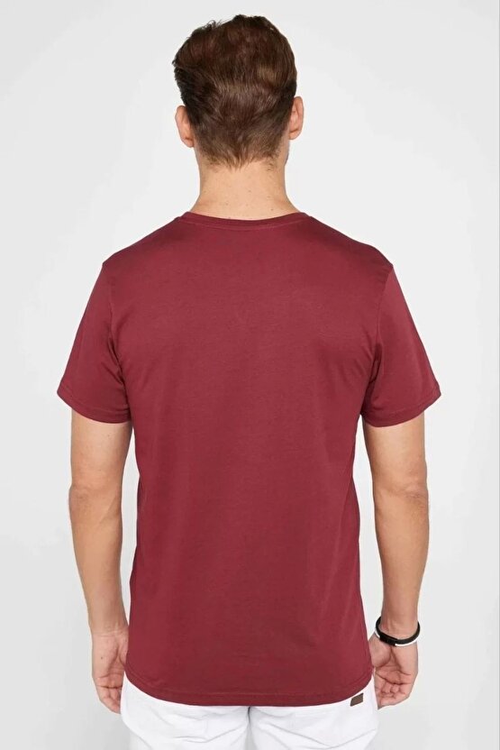 Erkek 241 Düz A Kalite Oversize T-shirt - Bordo