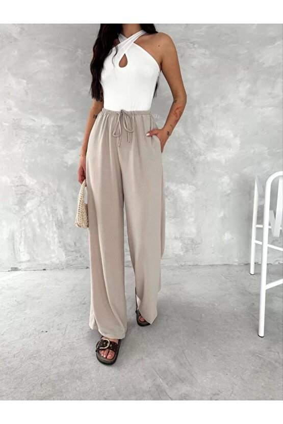 Ayrobin Oversize Kadın Pantalon - Bej